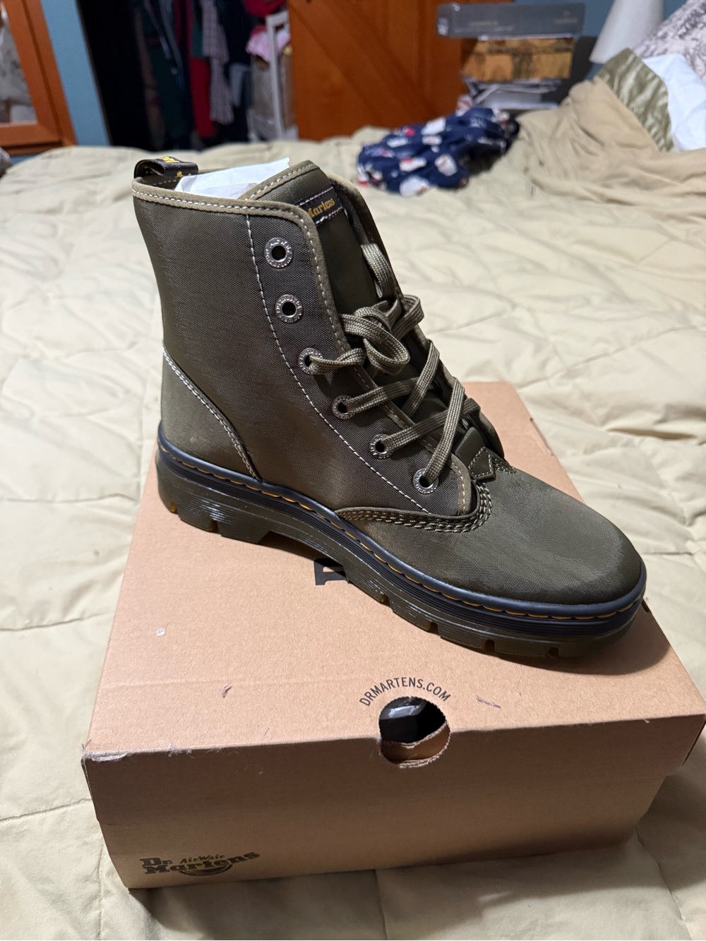 Dr. Martens Olive Lace-Up Combat Boot